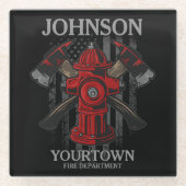 Brandschutzbehörde Hydrant USA Flag Glasuntersetzer (Vorderseite)