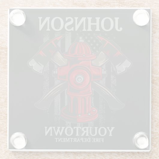 Brandschutzbehörde Hydrant USA Flag Glasuntersetzer (Rückseite)