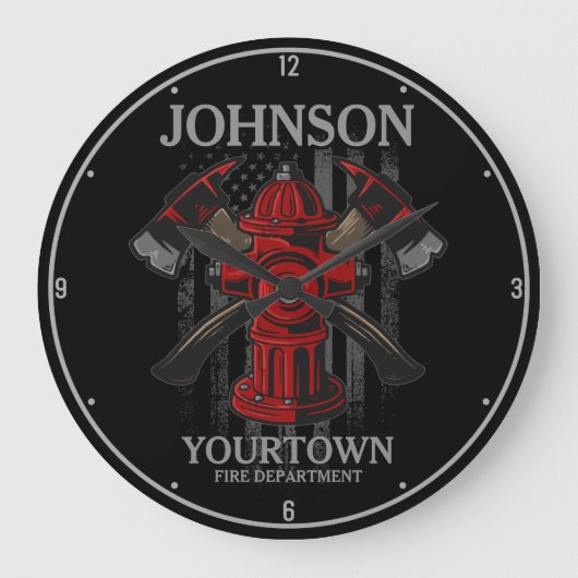 Brandschutzbehörde Hydrant USA Flag Große Wanduhr (Vorderseite)