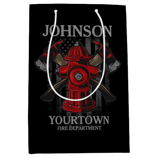 Brandschutzbehörde Hydrant USA Flag Mittlere Geschenktüte (Vorderseite)