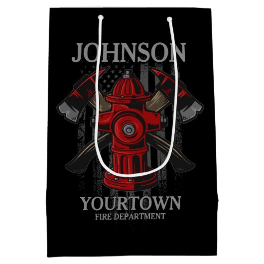 Brandschutzbehörde Hydrant USA Flag Mittlere Geschenktüte (Rückseite)