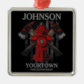 Brandschutzbehörde Hydrant USA Flag Ornament Aus Metall (Vorne)