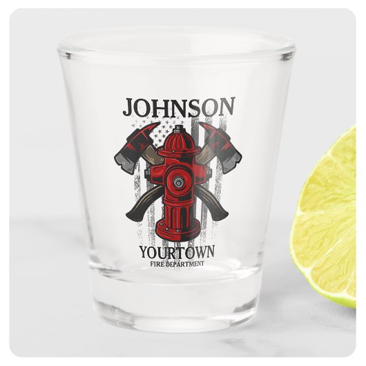 Brandschutzbehörde Hydrant USA Flag Schnapsglas