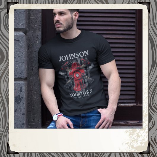 Brandschutzbehörde Hydrant USA Flag T-Shirt