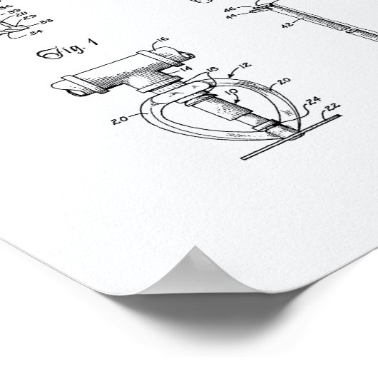 Brandsprinkler-Leiter 1965 Patentart - Weißbuch Poster (Ecke)