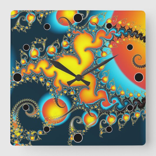 Brandstiftung Fraktal Moderne Kunst Quadratische Wanduhr (Vorderseite)