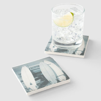 Brandung 3 Surfbretter beben das blaue surfende Steinuntersetzer