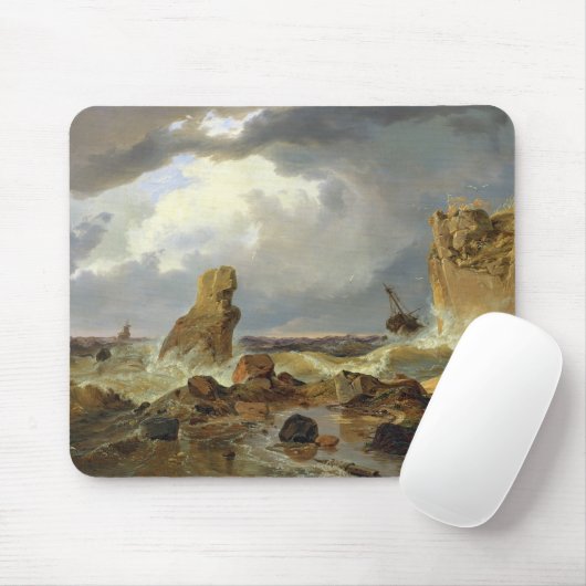 Brandung auf einer felsigen Küste, 1835 Mousepad (Mit Mouse)
