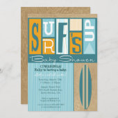 Brandung herauf Retro Babyparty-Einladung Einladung (Vorne/Hinten)