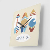 Brandung oben! Surfbretter Quadratische Wanduhr (Winkel)