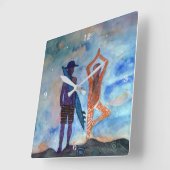 Brandung und Yoga-quadratische Wanduhr (Winkel)