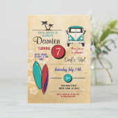 Brandungen oben! Surfender Geburtstag laden Einladung (Stehend Vorderseite)