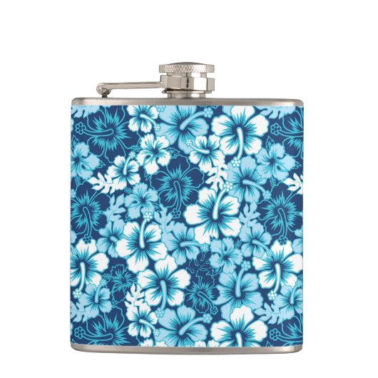 Brandungs-BlumenHibiskus-Muster Flachmann (Vorderseite)