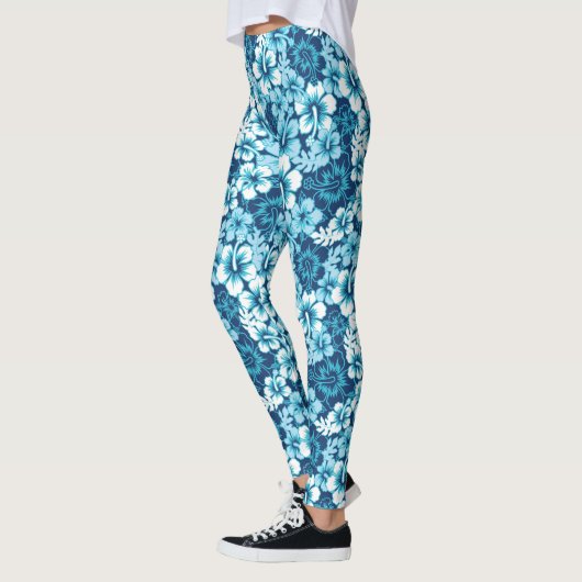 Brandungs-BlumenHibiskus-Muster Leggings (Links)