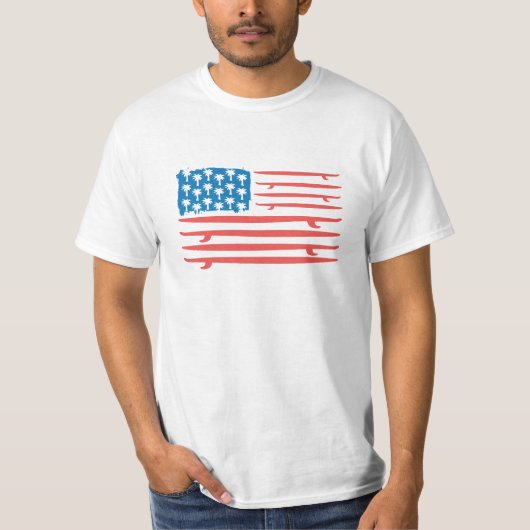 Brandungs-Brett-Amerika-Flagge T-Shirt (Vorderseite)