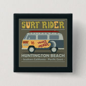 Brandungs-Reiter-Huntington Beach Plakat Button (Vorderseite)