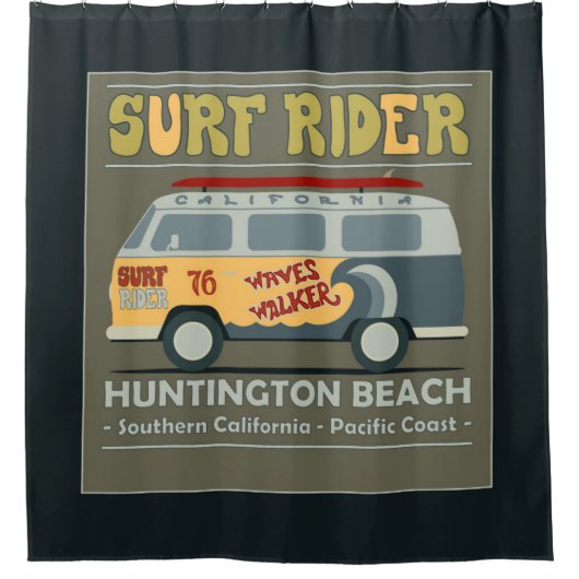 Brandungs-Reiter-Huntington Beach Plakat Duschvorhang (Vorderseite)