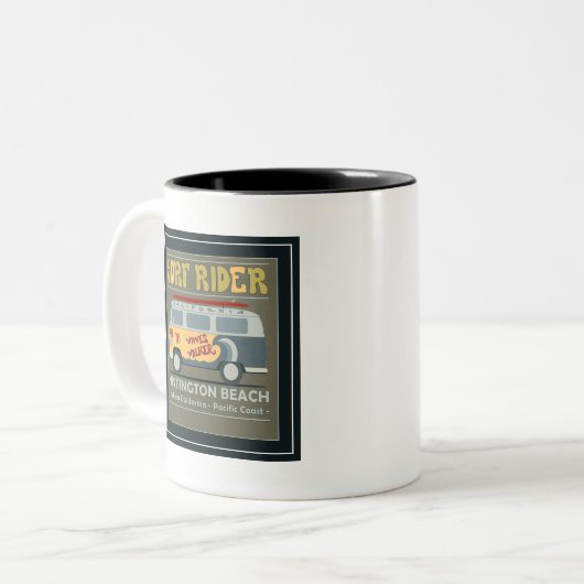 Brandungs-Reiter-Huntington Beach Plakat Zweifarbige Tasse (Vorderseite Links)