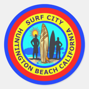 BRANDUNGS-STADT HUNTINGTON BEACH KALIFORNIEN RUNDER AUFKLEBER