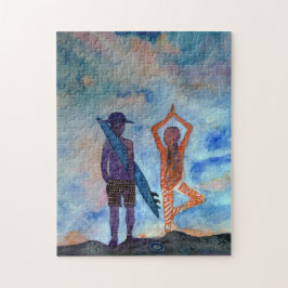 Brandungs-Yoga-Malerei-Kunst-Foto-Puzzlespiel mit Puzzle