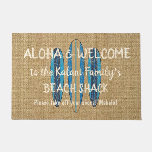 Brandungs-Zeichen fertigen Monogramm-Hawaiianer Fußmatte (Vorderseite)
