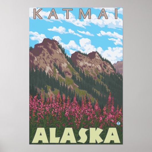 Brandweed & Mountains - Katmai, Alaska Poster (Vorne)
