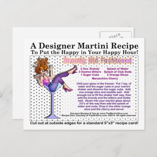 Brandy Alt modische Martini Rezept Postkarte (Vorne/Hinten)