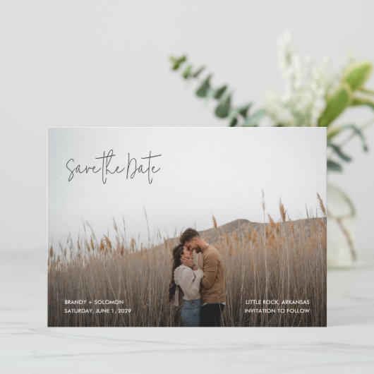 Brandy Simple Foto Moderne Hochzeit Save The Date (Stehend Vorderseite)