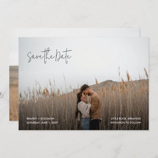 Brandy Simple Foto Moderne Hochzeit Save The Date (Vorne/Hinten)