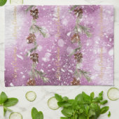 Brandzweige mit Kiefernzapfen im Schnee Geschirrtuch (Gefaltet)