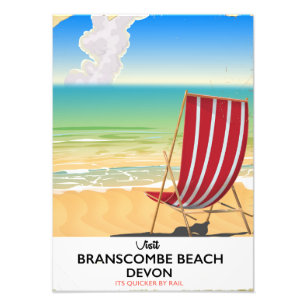 Branscombe Beach Devon Vintages Plakat am Meer Fotodruck