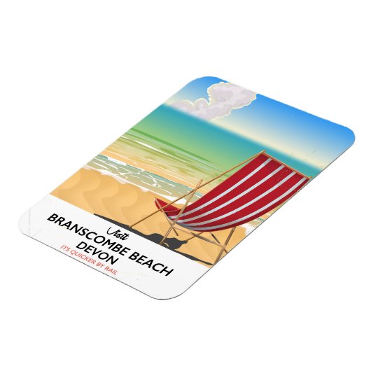 Branscombe Beach Devon Vintages Plakat am Meer Magnet (Linke Seite)