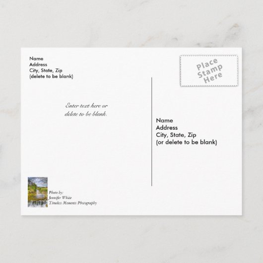 Branson Fall Creek Stream Postkarte (Rückseite)