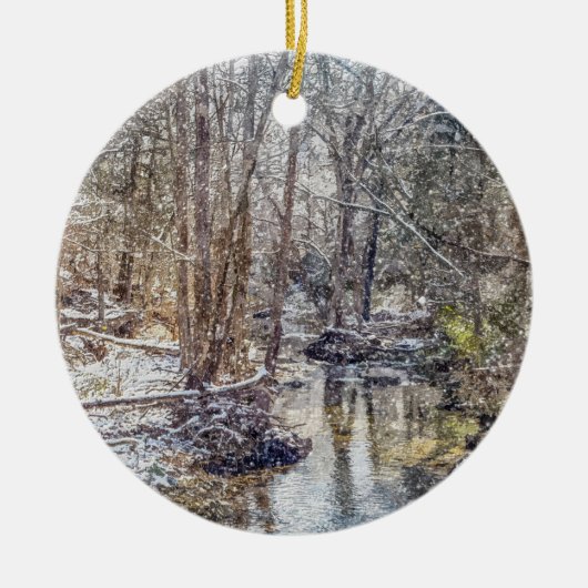 Branson Fall Creek Winter Snow Painterly Keramik Ornament (Vorne)