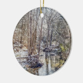 Branson Fall Creek Winter Snow Painterly Keramik Ornament (Links)