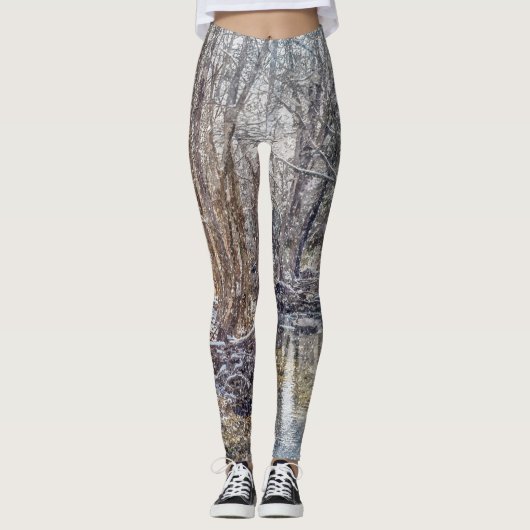 Branson Fall Creek Winter Snow Painterly Leggings (Vorderseite)