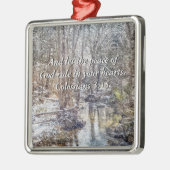 Branson Fall Creek Winter Snow Painterly Ornament Aus Metall (Links)