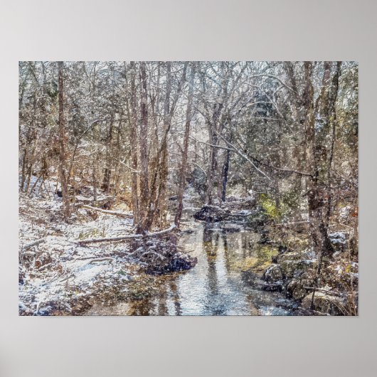 Branson Fall Creek Winter Snow Painterly Poster (Vorne)