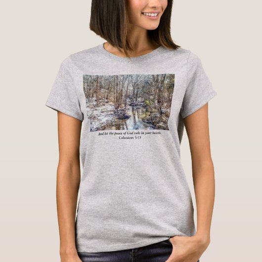 Branson Fall Creek Winter Snow Painterly T - Shirt (Vorderseite)