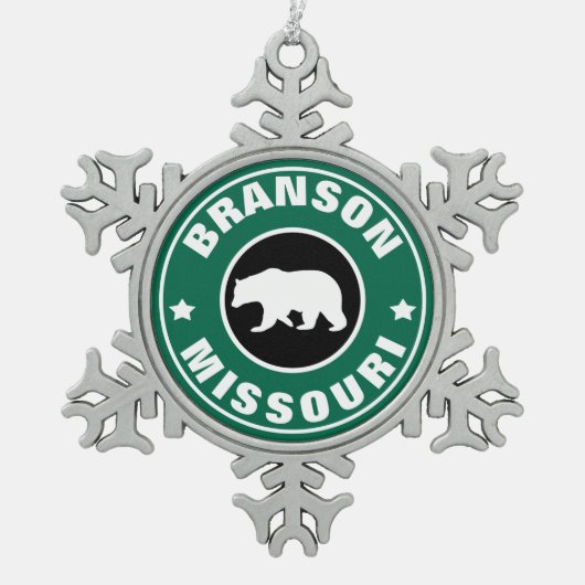 Branson Missouri Schneeflocken Zinn-Ornament (Vorderseite)