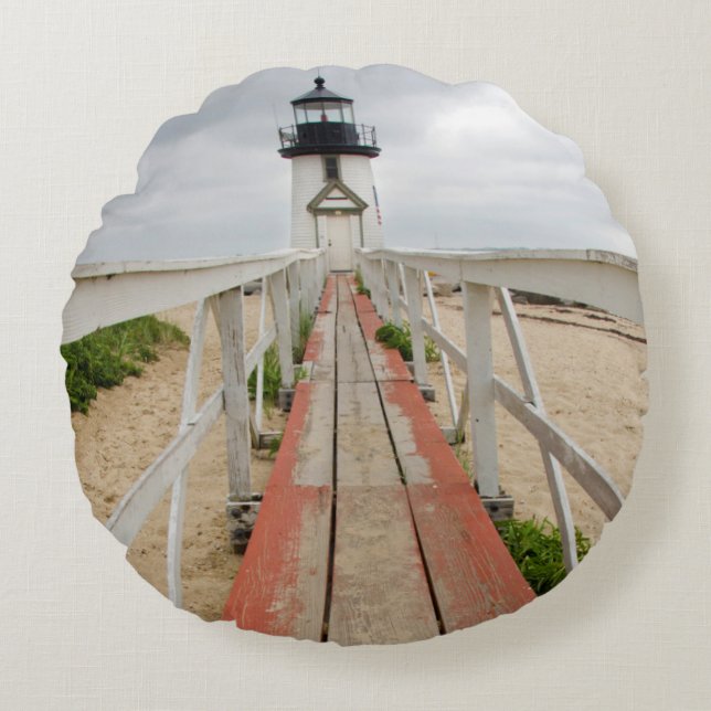 Brant Point Leuchtturm Rundes Kissen (Vorderseite)