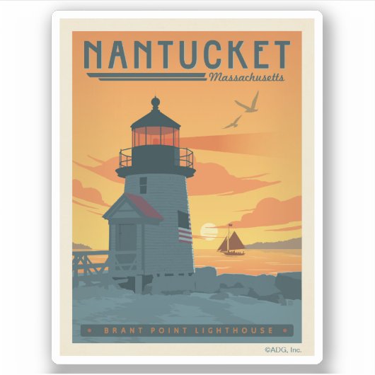 Brant Point Lighthouse | Nantucket MA Aufkleber (Vorderseite)