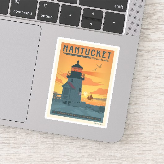 Brant Point Lighthouse | Nantucket MA Aufkleber (Detail)