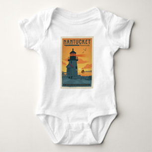 Brant Point Lighthouse Nantucket MA Baby Strampler