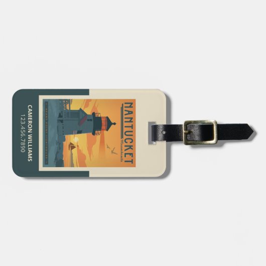 Brant Point Lighthouse | Nantucket MA Gepäckanhänger (Vorderseite horizontal)