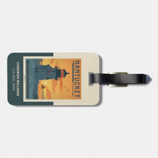 Brant Point Lighthouse | Nantucket MA Gepäckanhänger (Rückseite horizontal)