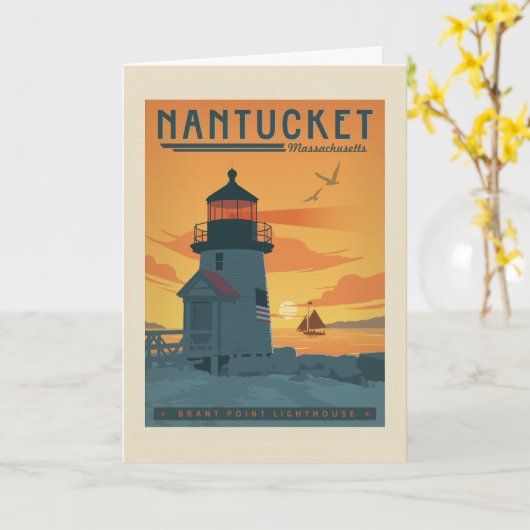 Brant Point Lighthouse | Nantucket MA Karte (Gelbe Blume)