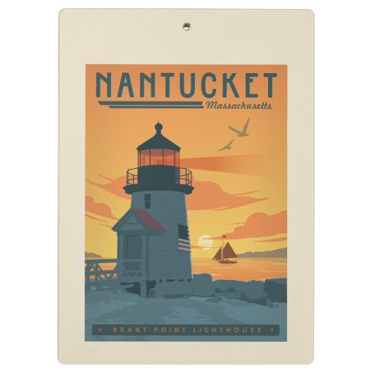 Brant Point Lighthouse | Nantucket MA Klemmbrett (Rückseite)