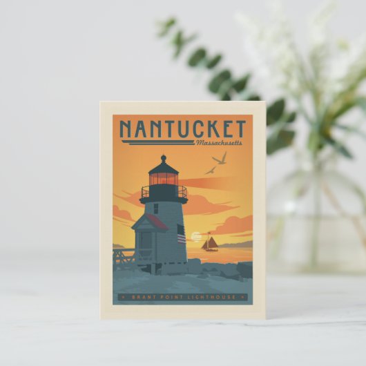 Brant Point Lighthouse | Nantucket MA Postkarte (Stehend Vorderseite)