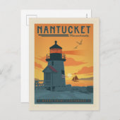 Brant Point Lighthouse | Nantucket MA Postkarte (Vorne/Hinten)